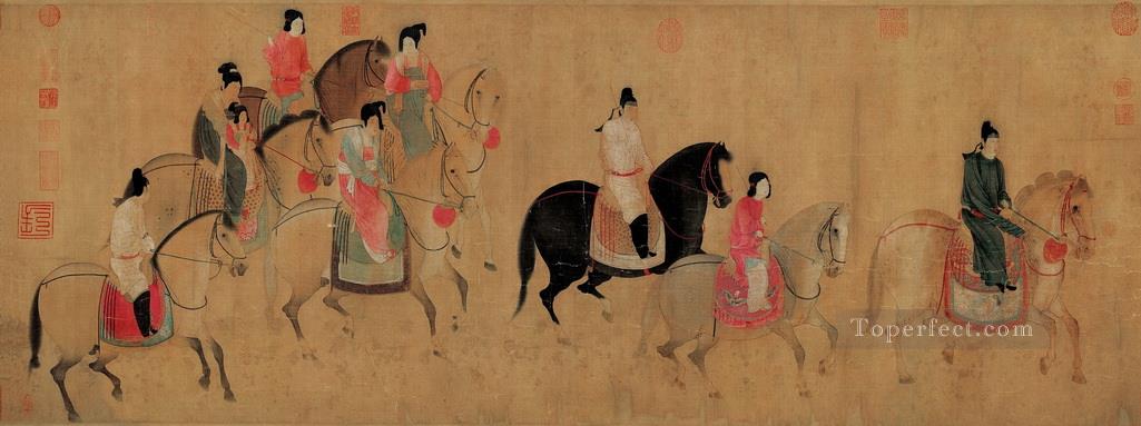 The Portrait of Madame Guo Quo Going Sightseeing in Spring zhang xuan traditional Chinese Oil Paintings